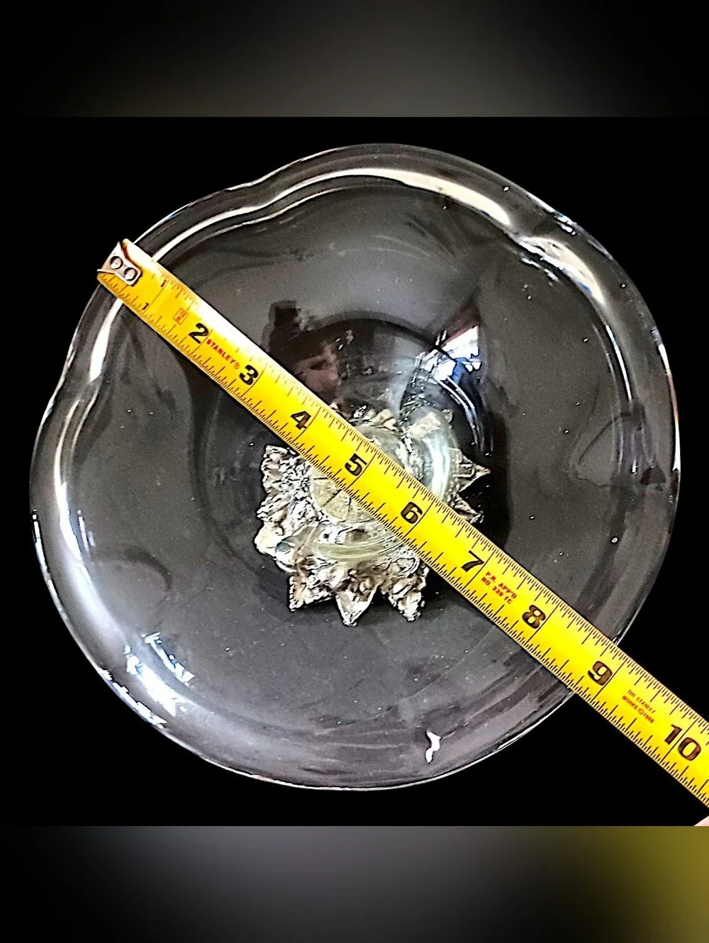 Vintage Murano Cristal Line Compote Bowl Dish Silver Tone Fruit Pedestal Italy